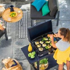 Combo Plancha Gaz Adela Bleu 260 Chariot + Capot - Le Marquier -Weber Magasin combo plancha gaz adela bleu celeste 260 capot protection 3339380157637 2