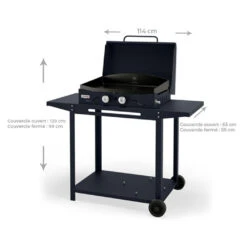 Combo Plancha Gaz Adela Bleu 260 Chariot + Capot - Le Marquier -Weber Magasin combo plancha gaz adela bleu celeste 260 capot protection 3339380157637 3