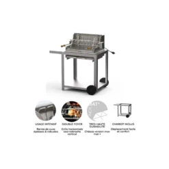 Barbecue Charbon Mendy Inox Marin + Chariot Inox + Tournebroche - Le Marquier 9 Barbecue Charbon Mendy Inox Marin + Chariot Inox + Tournebroche - Le Marquier -Weber Magasin mendy inox sur chariot le marquier 3339380167155 4