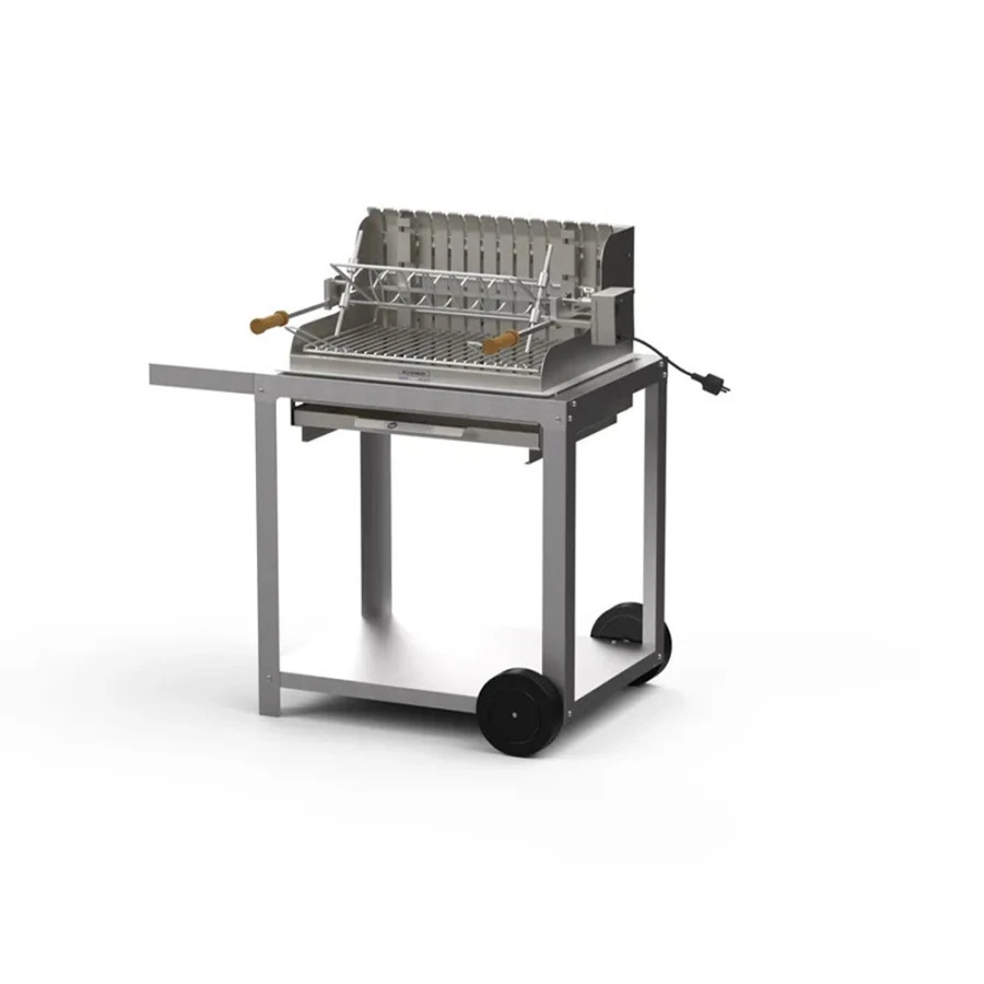 Barbecue Charbon Mendy Inox Marin + Chariot Inox + Tournebroche - Le Marquier 1 Barbecue Charbon Mendy Inox Marin + Chariot Inox + Tournebroche - Le Marquier
